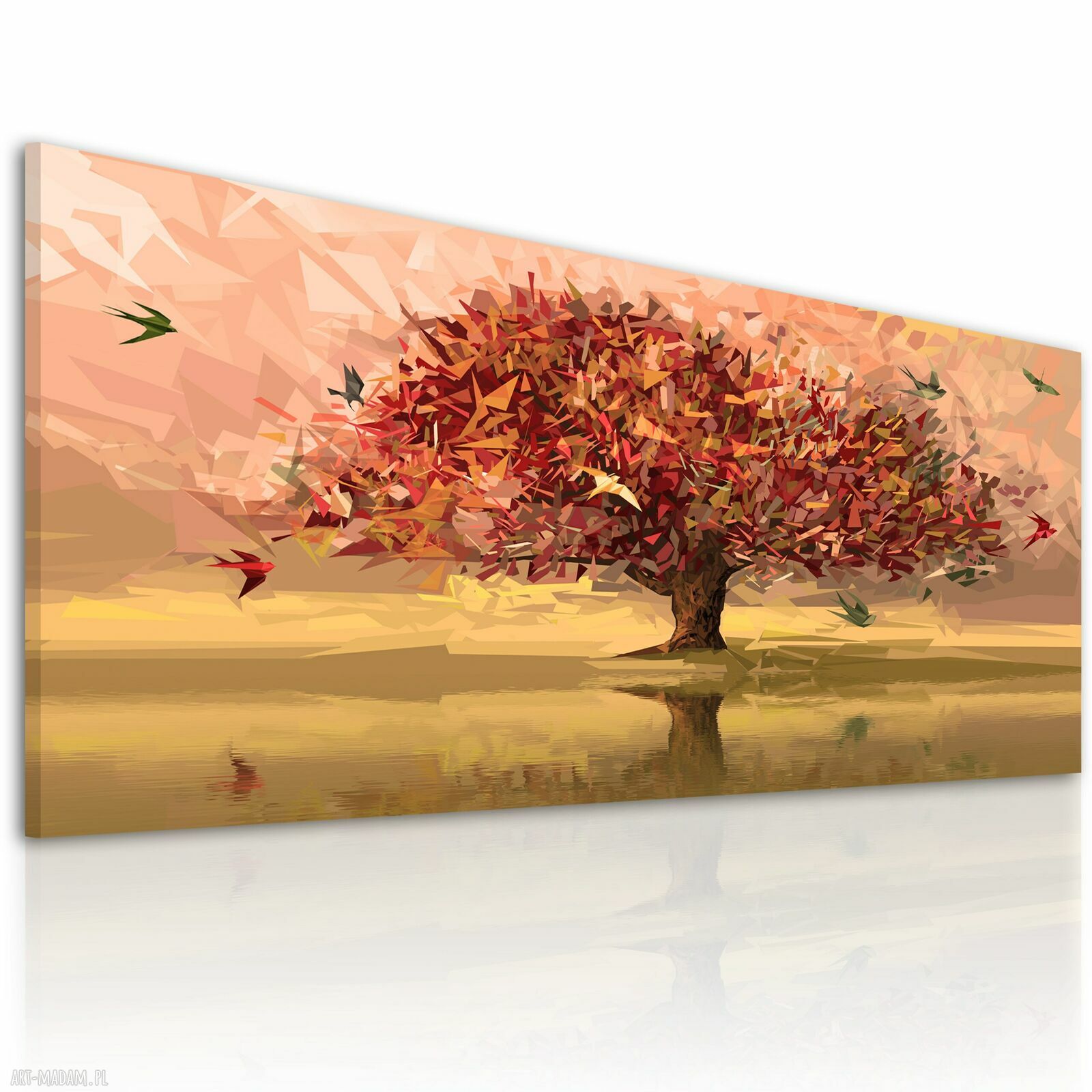 Abstrakcyjne drzewo w jesiennych odcieniach - obraz na płótnie 147x60 cm