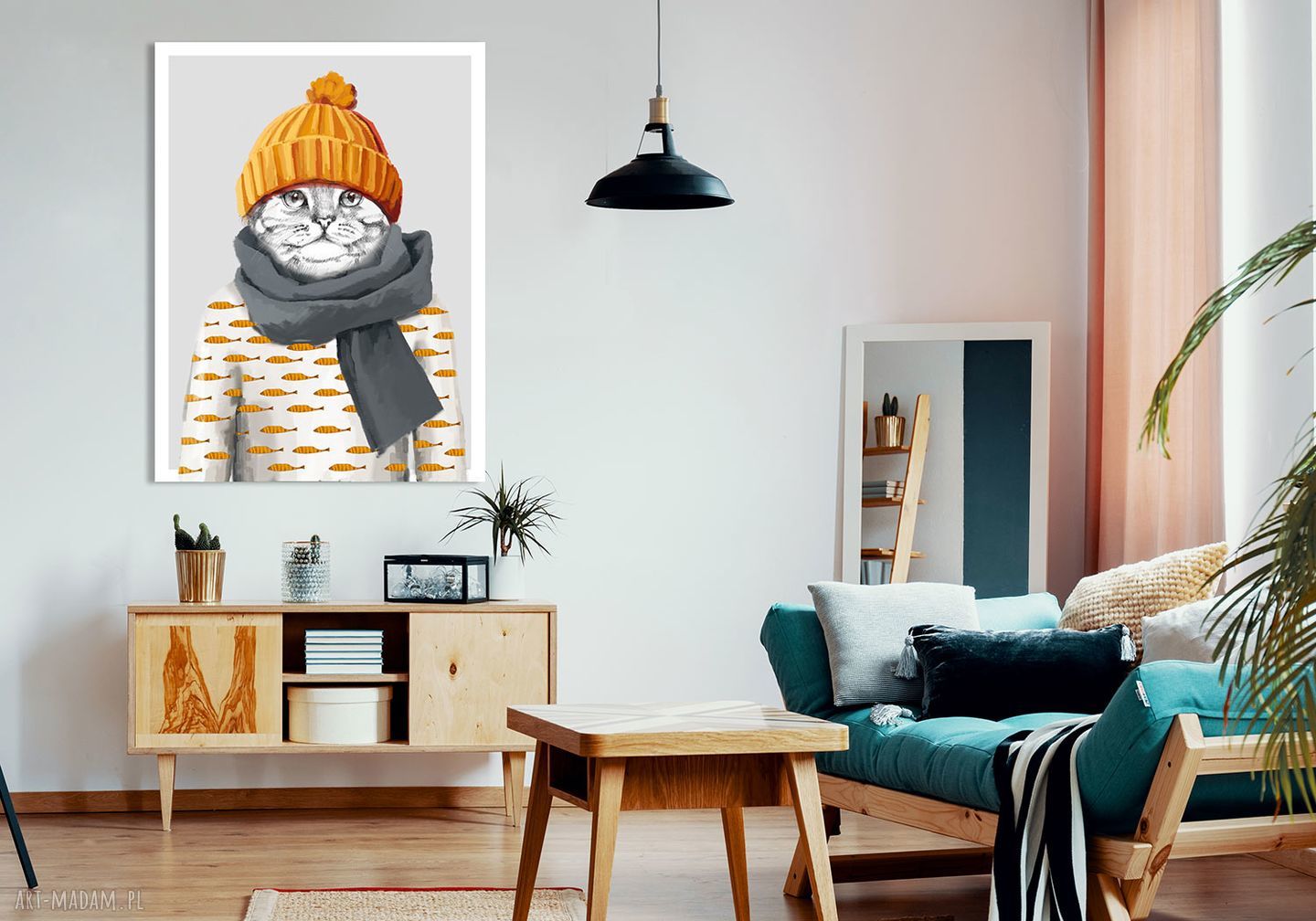 Obraz drukowany na płótnie Mały Kotek w czapce 60x80 cm