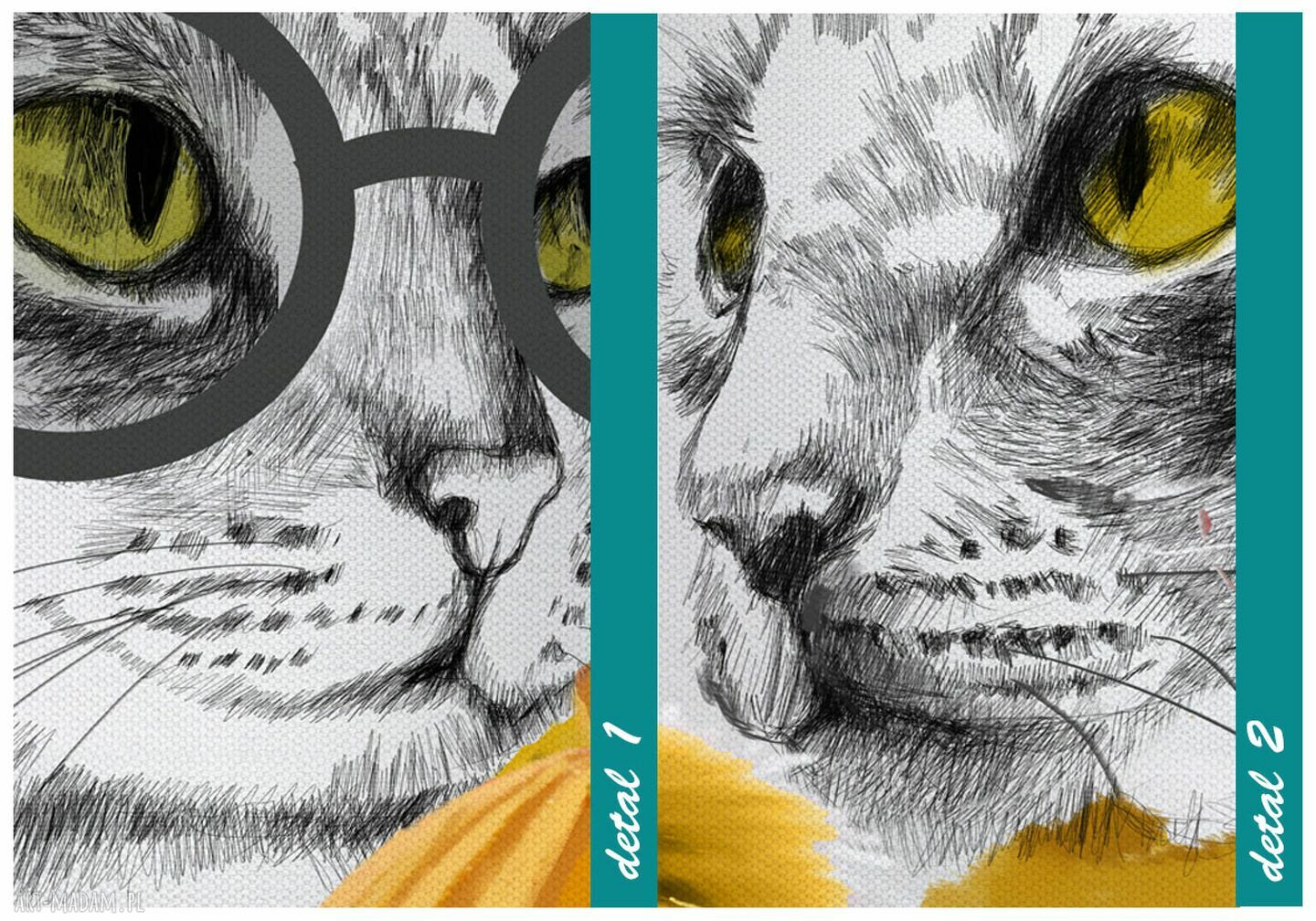 Hipsterskie koty w swetrach - obraz drukowany na płótnie 120x80