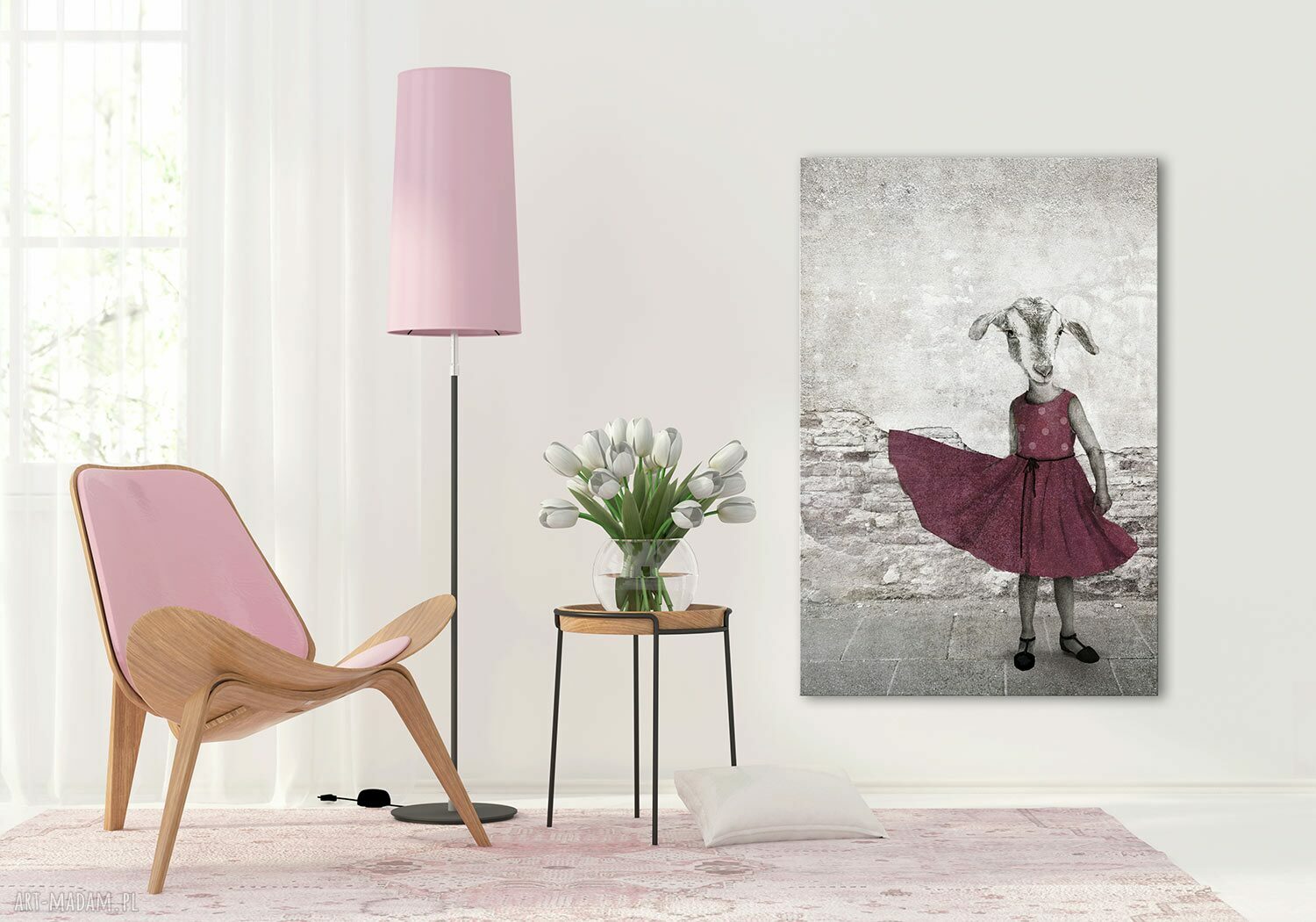 Koza Łucja w stylu vintage - obraz drukowany na płótnie 80x120 cm