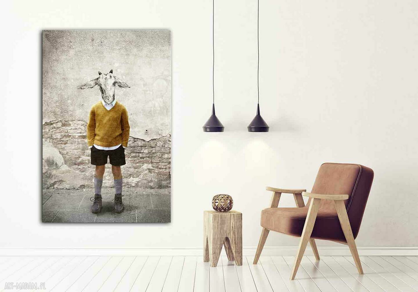 KOZIOŁEK STAŚ w stylu vintage - obraz na płótnie 80x120 cm