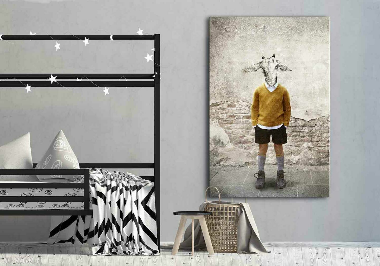 KOZIOŁEK STAŚ w stylu vintage - obraz na płótnie 80x120 cm