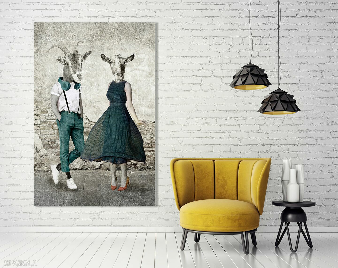 Obraz drukowany na płótnie Kozłowscy Kozy w stylu vintage 80x120