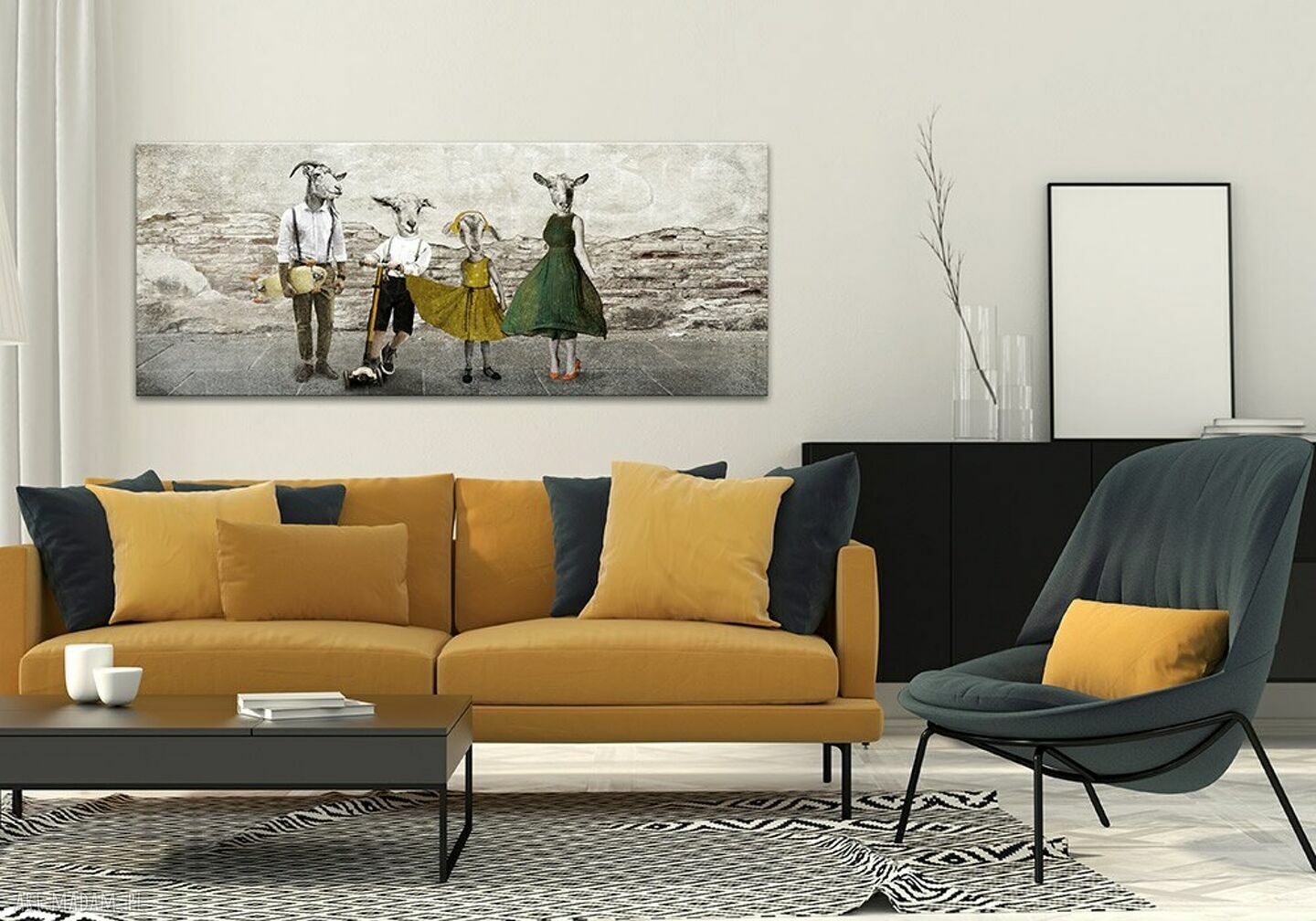 Obraz na płótnie Kozy w ubraniach 147x60 cm