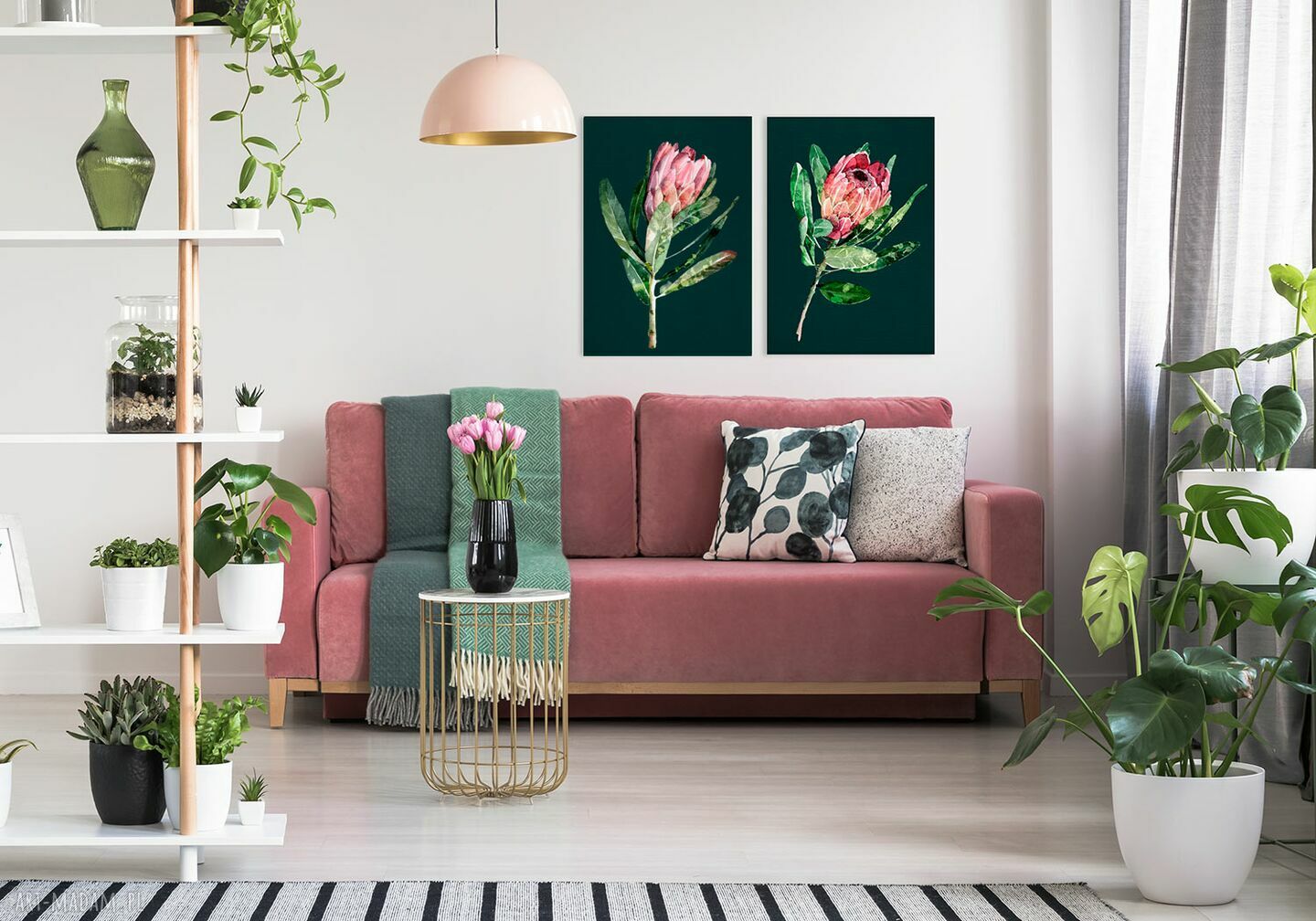 Dyptyk z peoniami - obraz drukowany na płótnie 2 części 50x70 cm