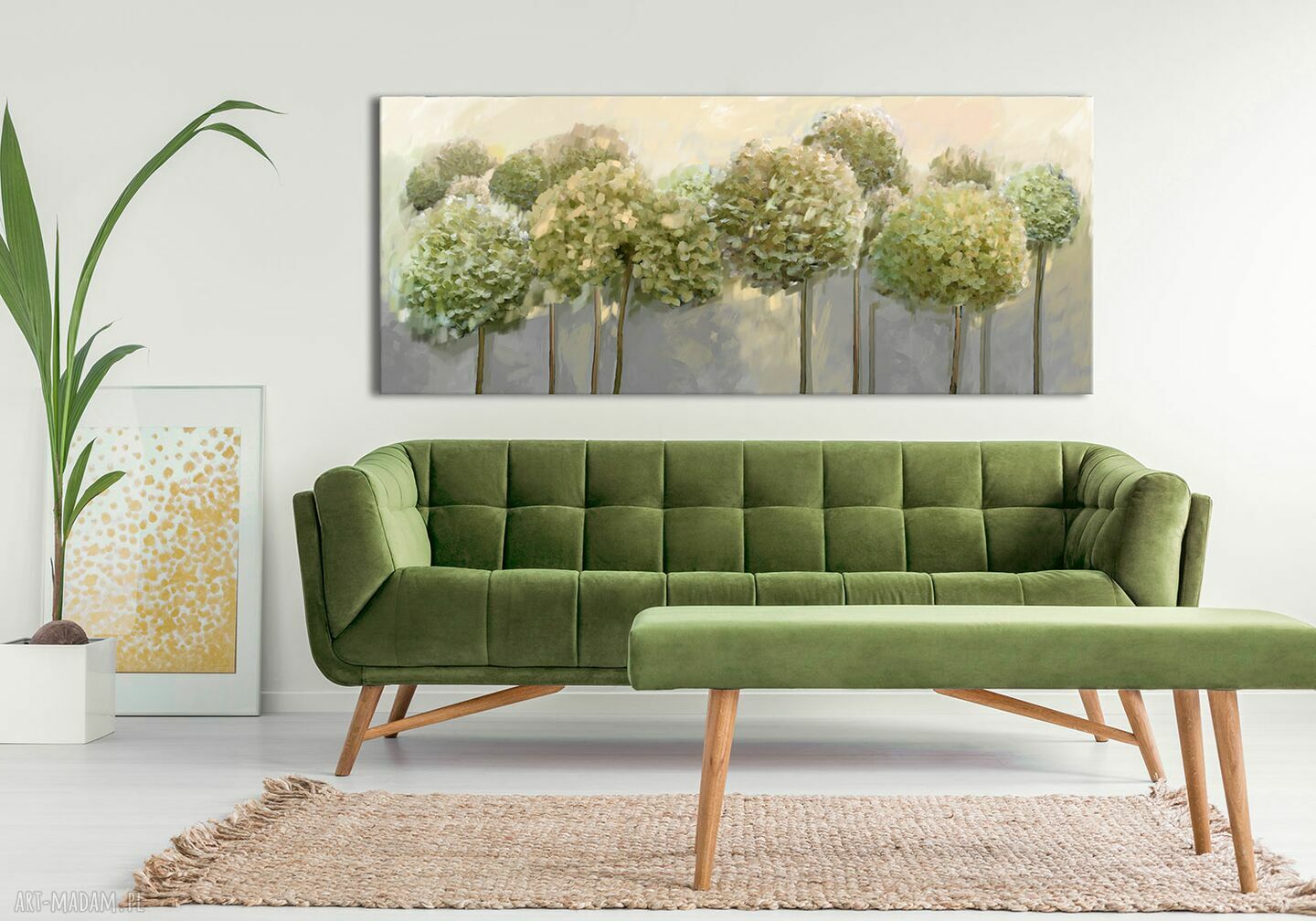 Pastelowe hortensje - obraz na płótnie 147x60 cm, gotowy do powieszenia