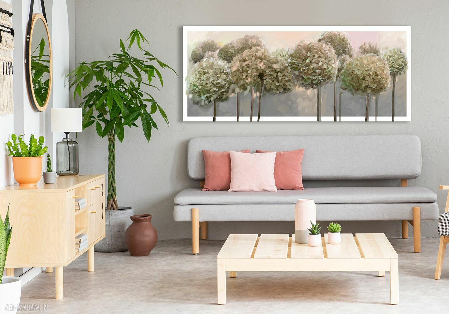 Obraz drukowany na płótnie Kwiaty Hortensji w pastelowych barwach - format 147x60 cm