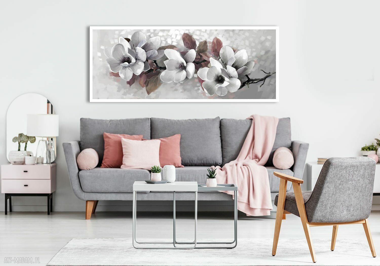 Obraz drukowany na płótnie Kwiaty magnolii w pastelowych barwach 147x60 cm