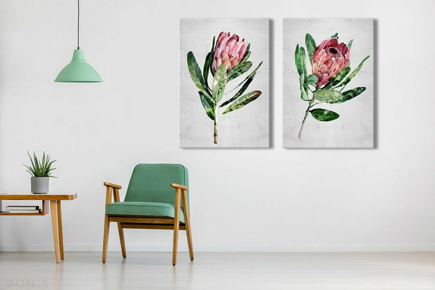 Dyptyk Kwiaty Peonii na płótnie - 2 części po 50x70 cm (100x70), gotowy do powieszenia