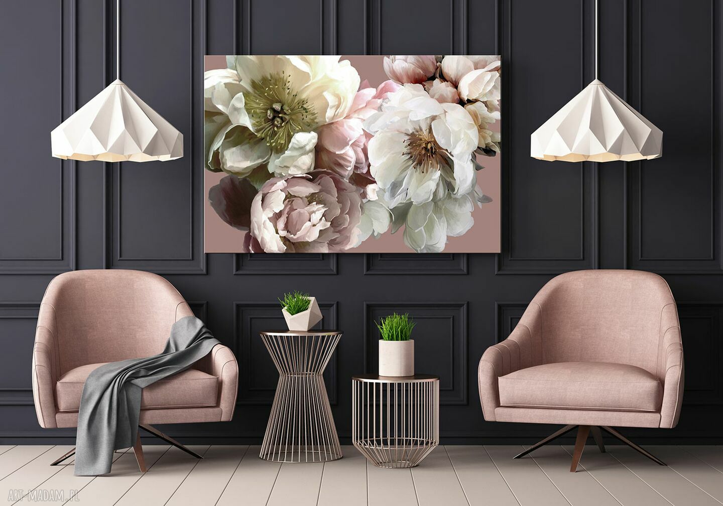 Obraz drukowany na płótnie Kwiaty Piwonii 120x80 cm do sypialni - gotowy do zawieszenia