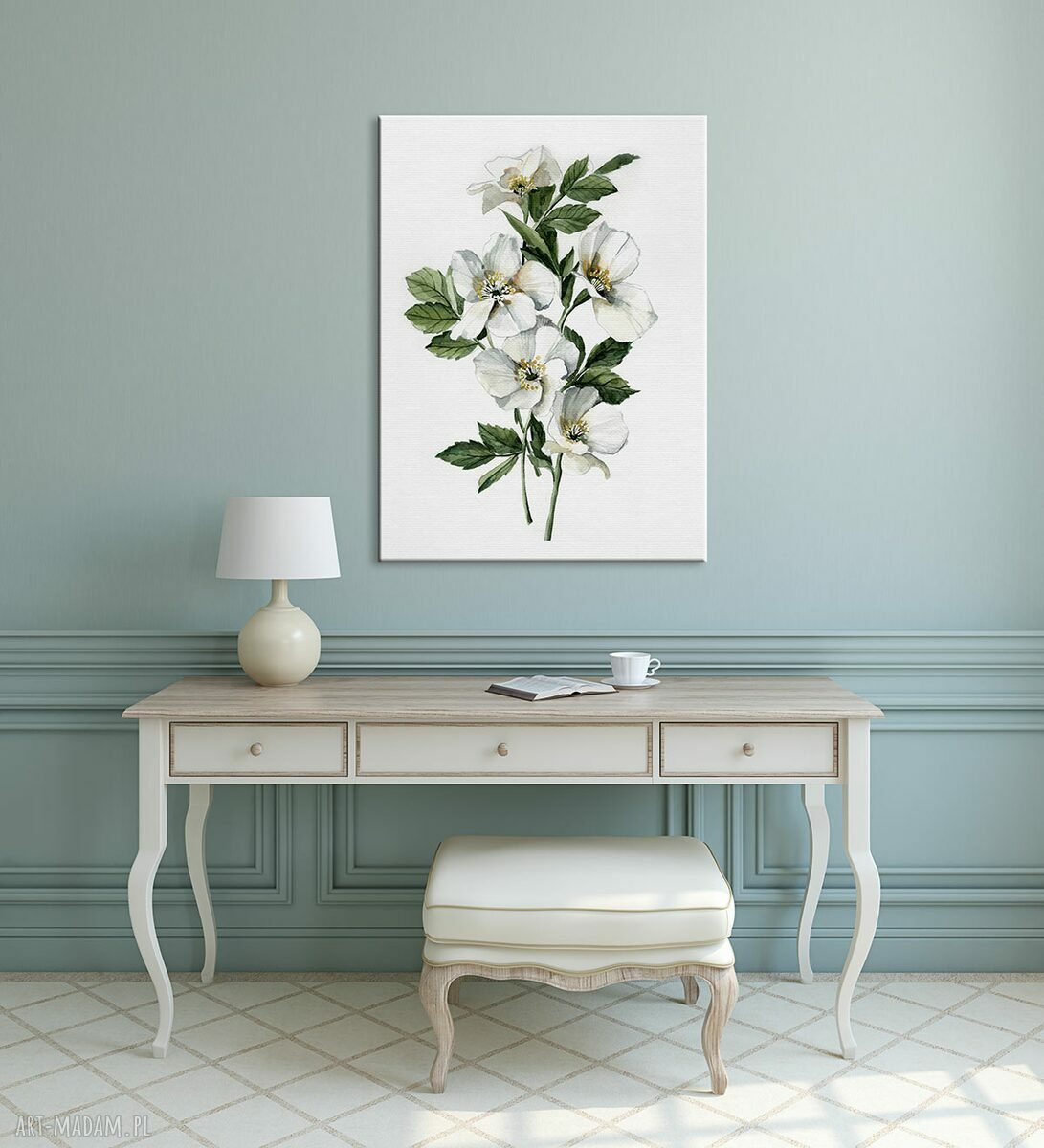 Obraz drukowany na płótnie BIAŁE KWIATY 50x70 cm 03155 - gotowy do powieszenia