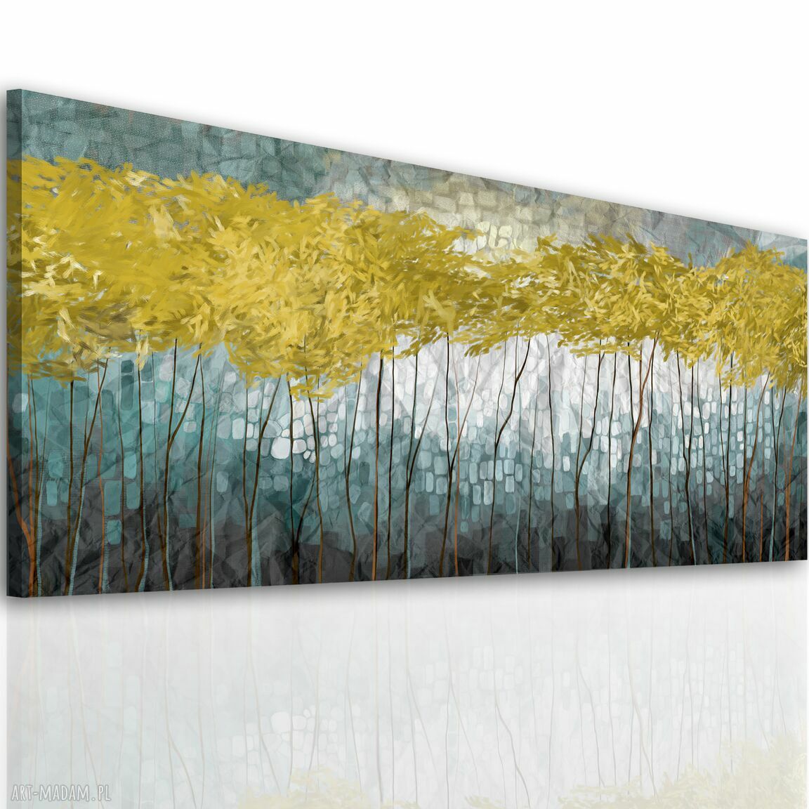 Obraz z drzewami w odcieniach turkusów 147x60 cm - gotowy do powieszenia