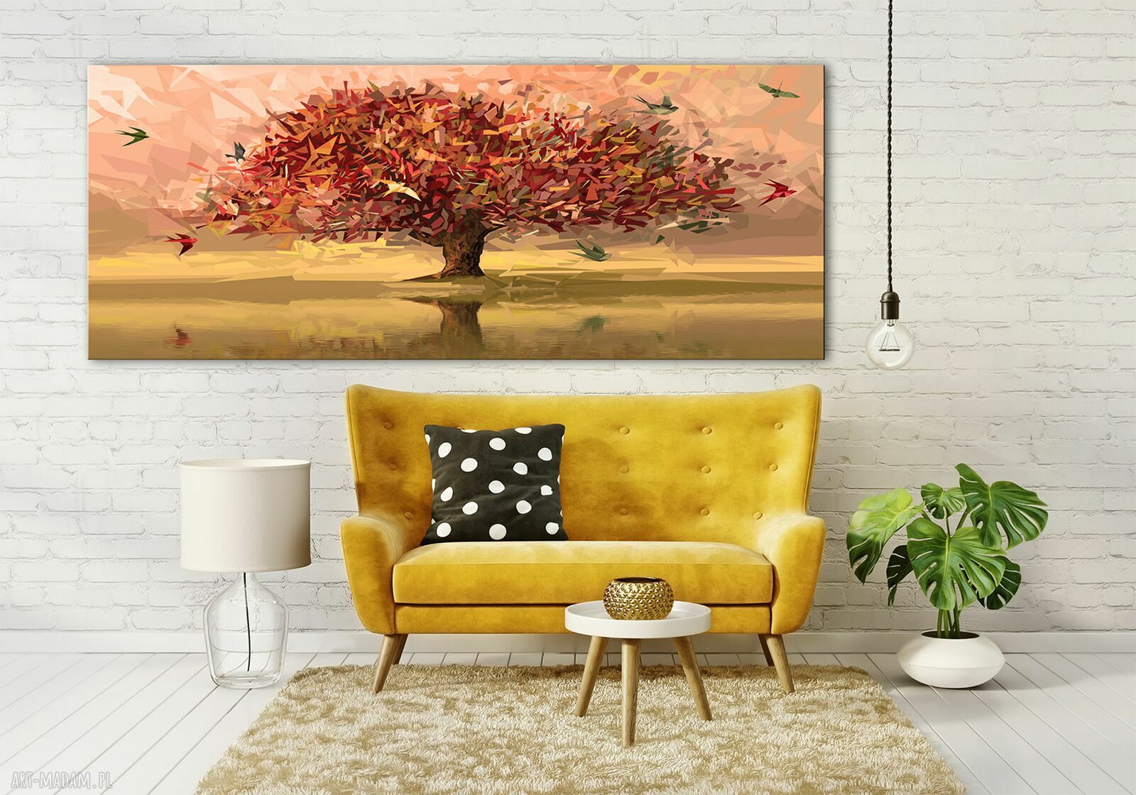 Abstrakcyjne drzewo w jesiennych odcieniach - obraz na płótnie 147x60 cm