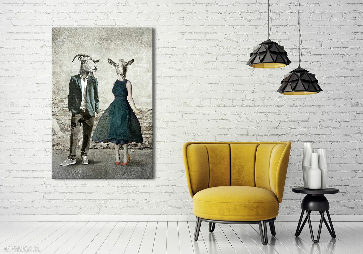 Obraz drukowany na płótnie Kozłowscy - Kozy w ubraniach vintage 80x120 02625