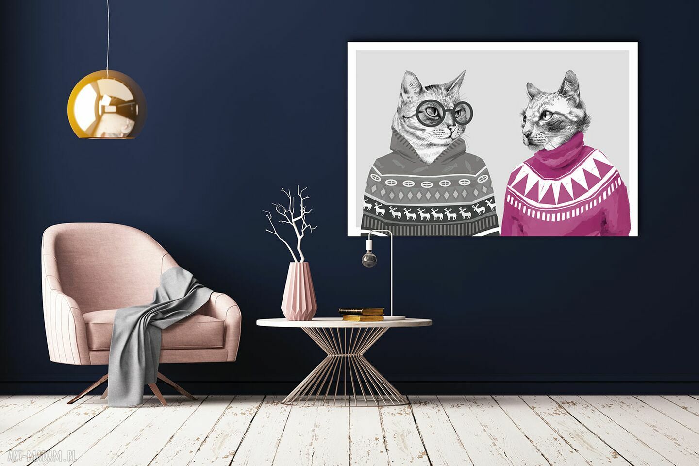 Obraz drukowany na płótnie Hipsterskie koty w swetrach 120x80 cm - gotowy do powieszenia