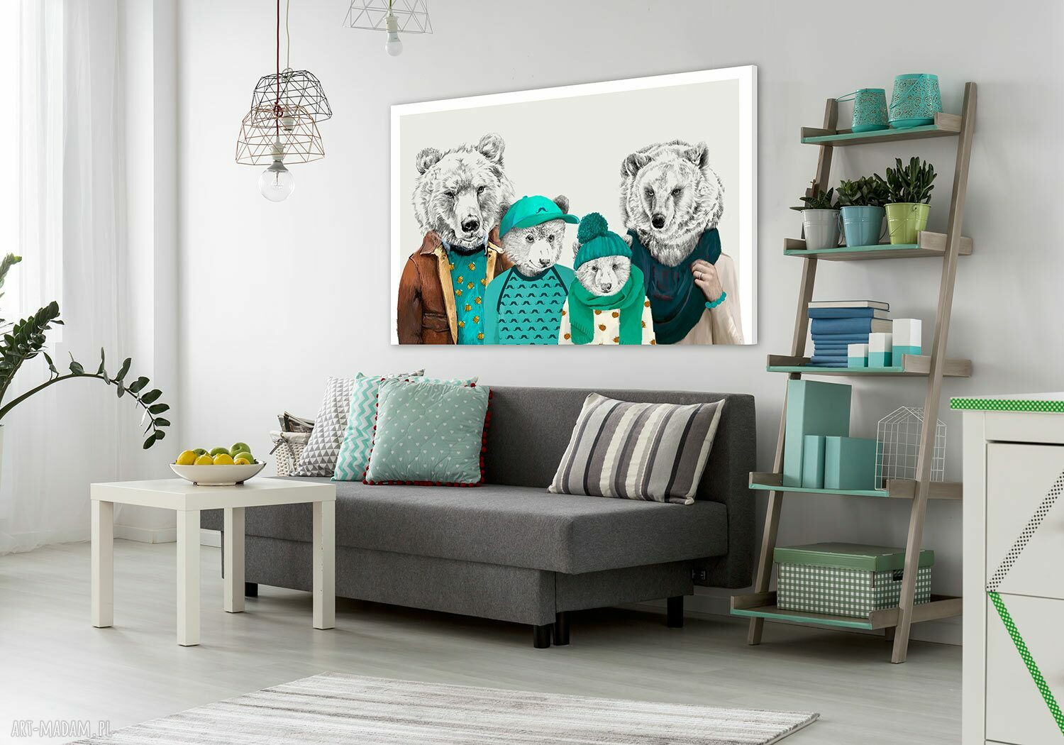 Obraz drukowany na płótnie Niedźwiedzia rodzina 120x80 cm 02350
