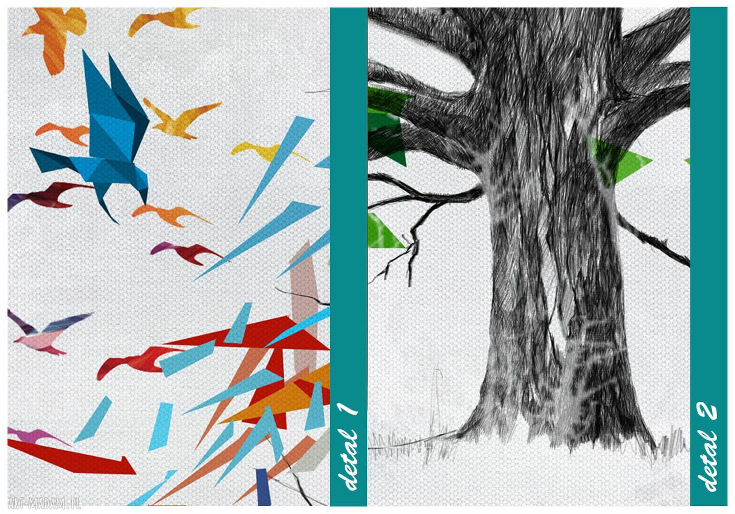 Abstrakcyjne drzewo na płótnie 147x60 cm - Świat z papieru