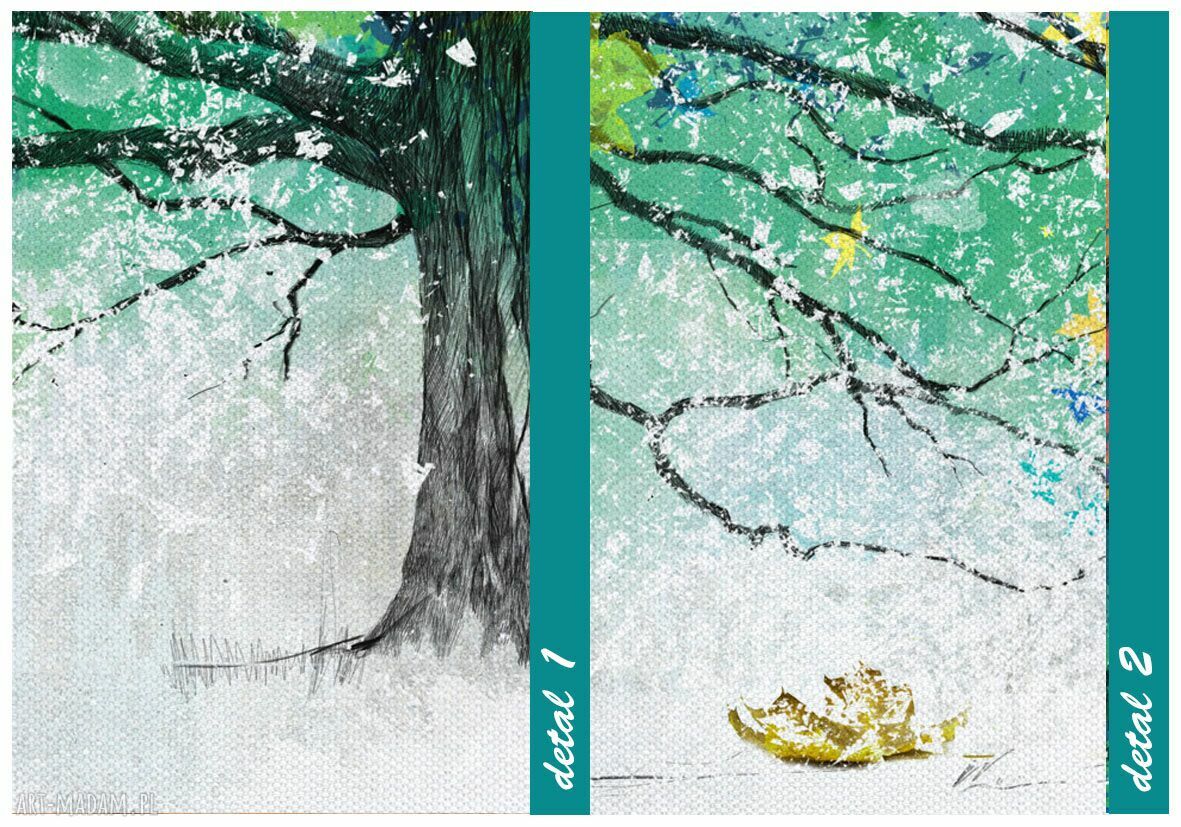 Kolorowy obraz na płótnie z abstrakcyjnym drzewem 100x40 cm - gotowy do powieszenia