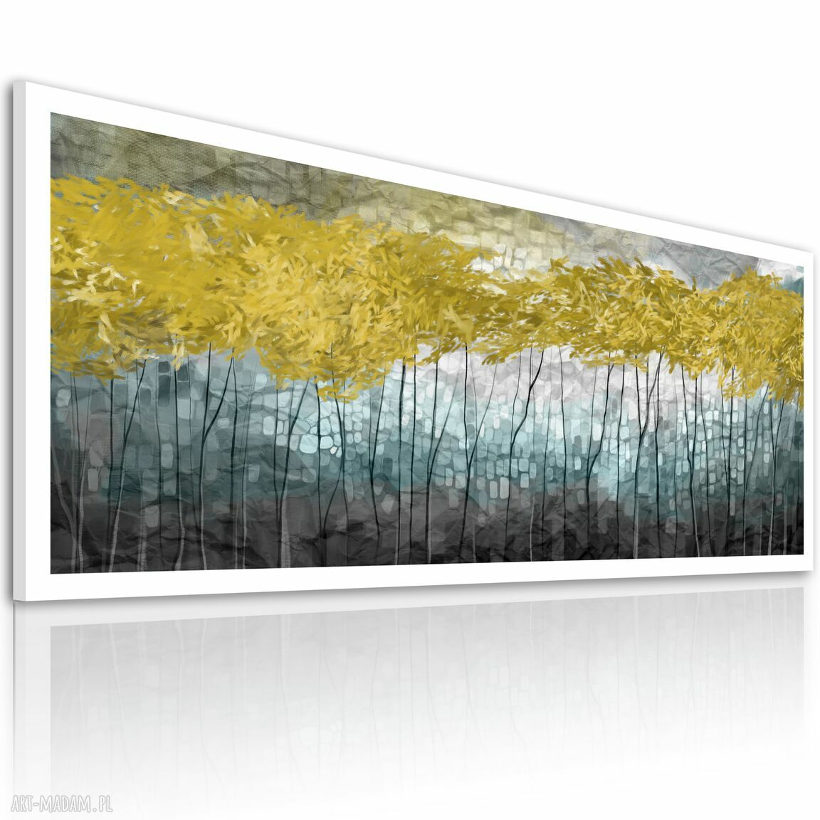 Obraz drukowany na płótnie: Pejzaż z drzewami w odcieniach turkusów 147 x 60 cm
