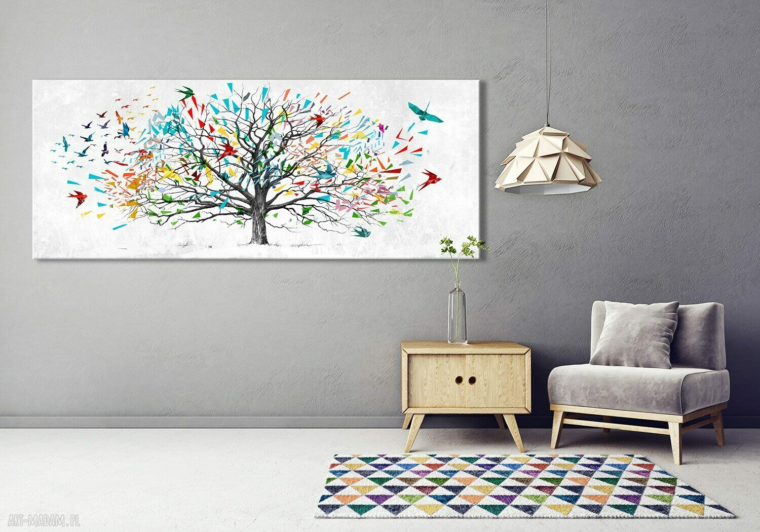 Abstrakcyjne drzewo na płótnie 147x60 cm - Świat z papieru