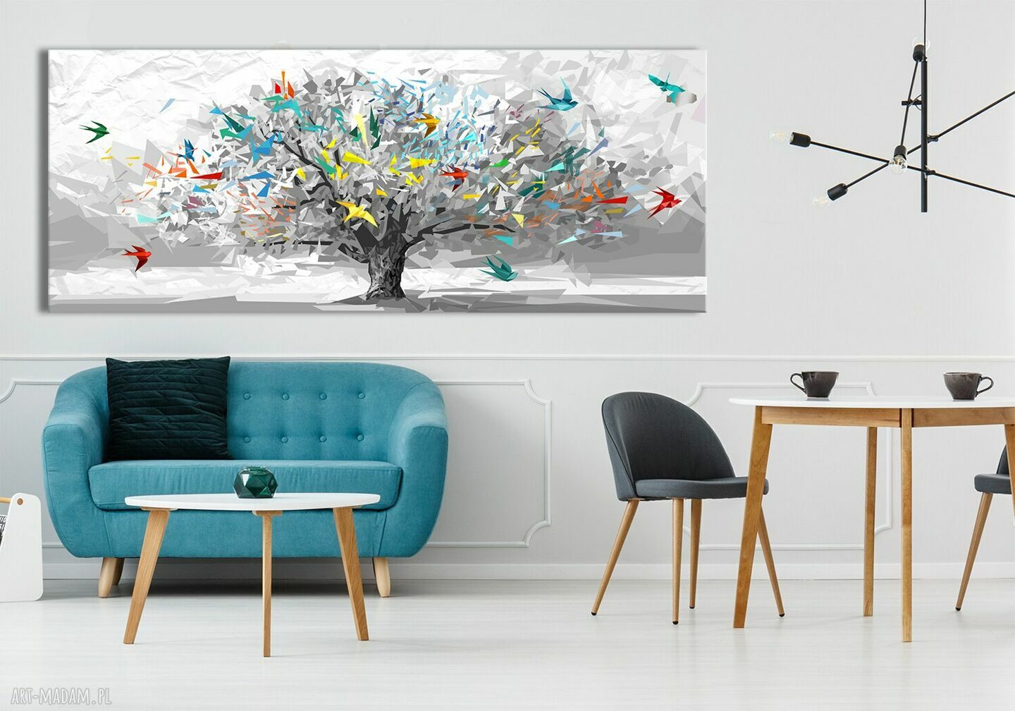 Świat origami - abstrakcyjne drzewo na płótnie 147x60 cm (02489)