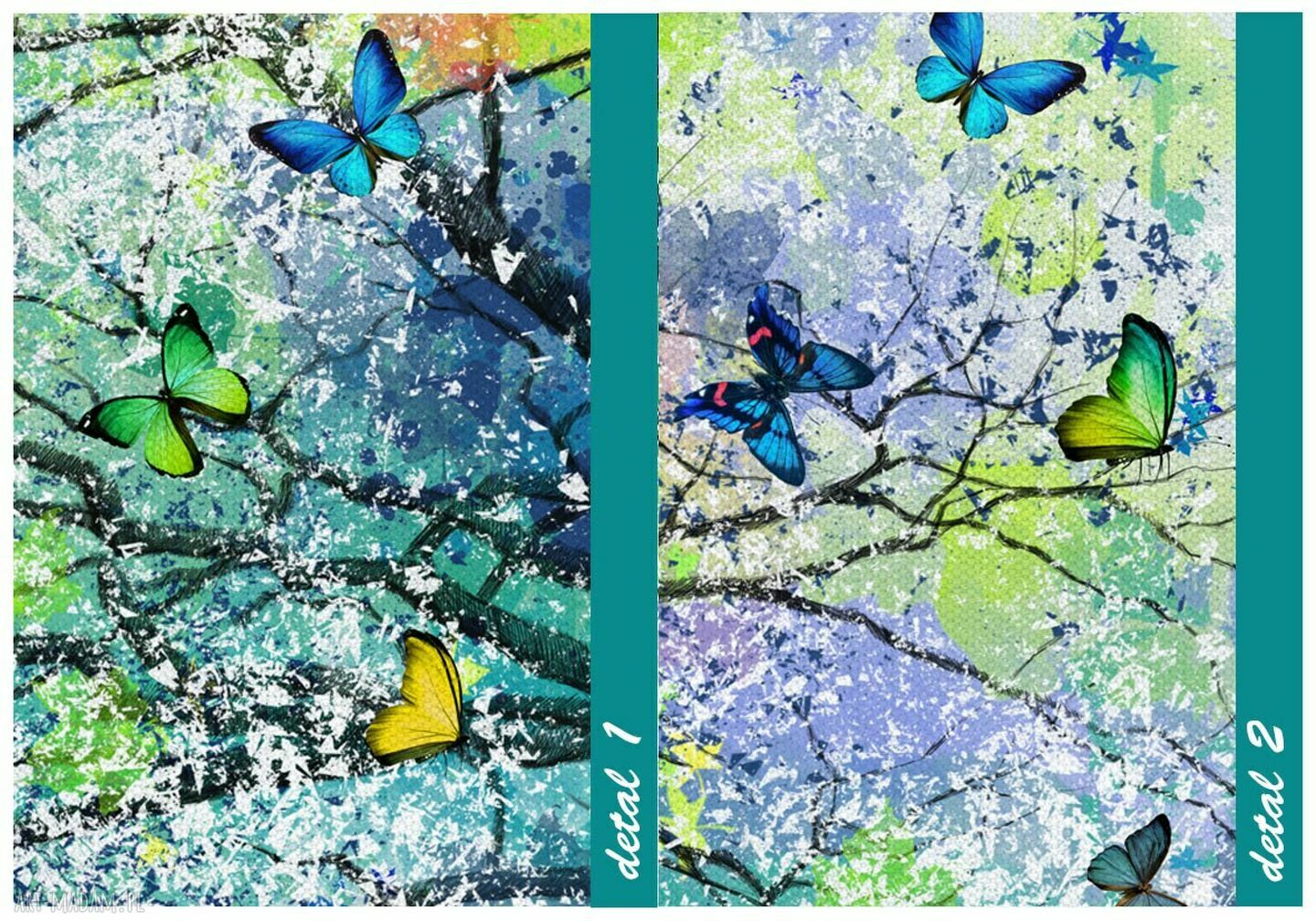 Abstrakcyjne drzewo z motylami - obraz drukowany na płótnie 147x60 cm