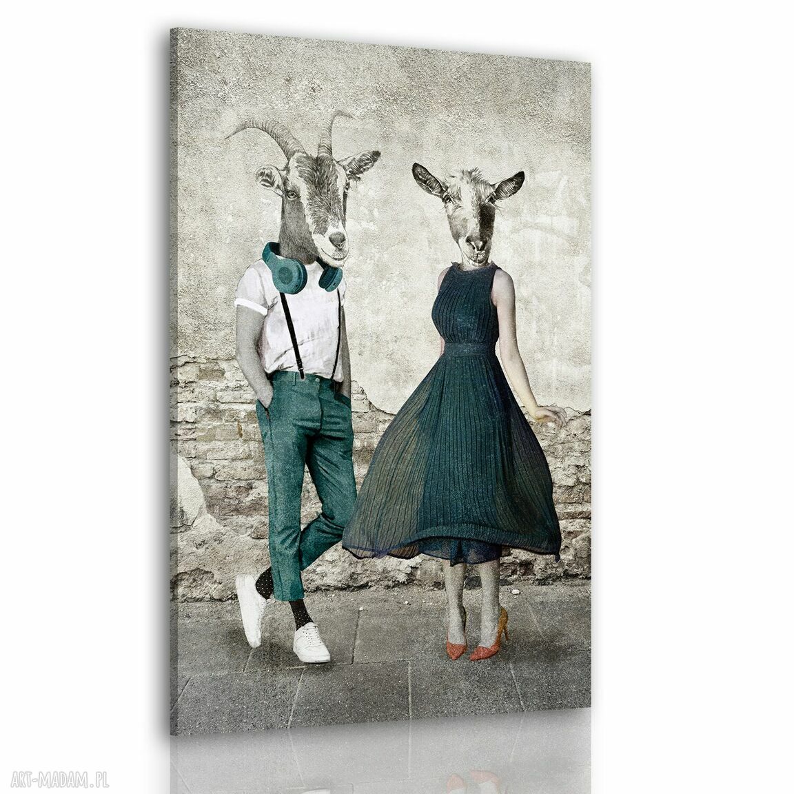 Obraz drukowany na płótnie Kozłowscy Kozy w stylu vintage 80x120