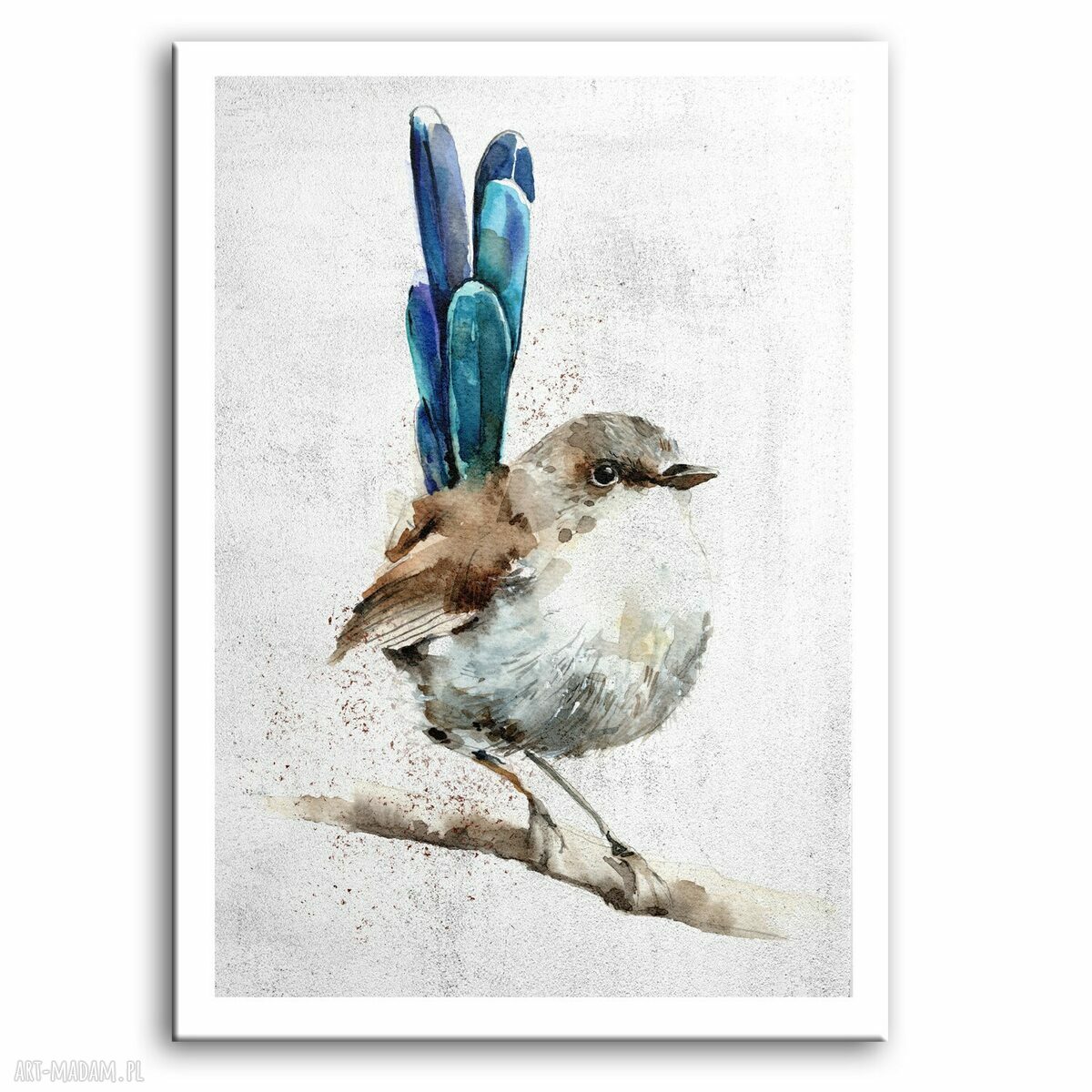 Obraz na płótnie AKWARELOWY BLUEBIRD 40x60 cm - gotowy do zawieszenia