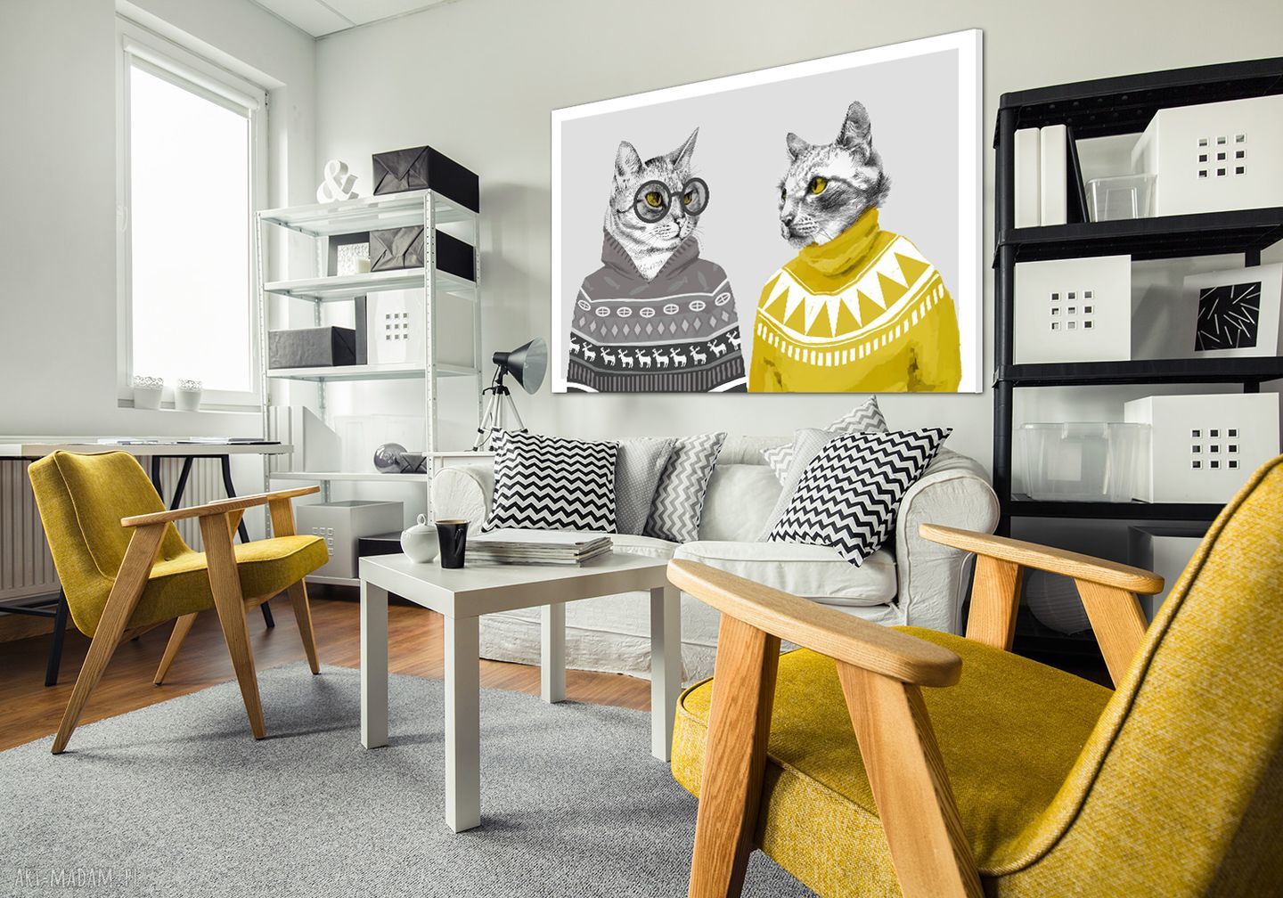 Obraz drukowany na płótnie z hipsterskimi kotami - 120x80 cm