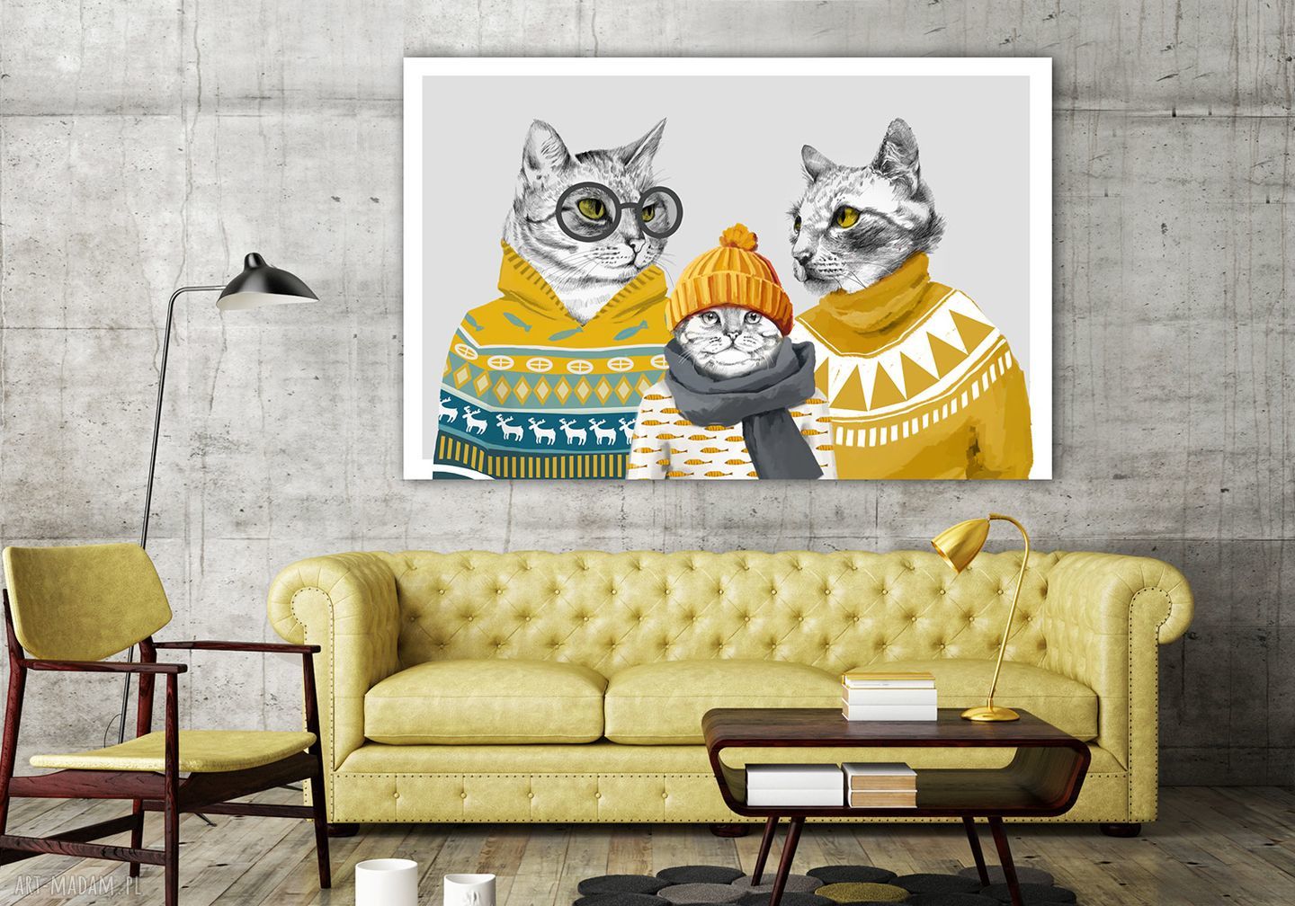 Kocia rodzina - obraz drukowany na płótnie NOWdeco 120x80 cm