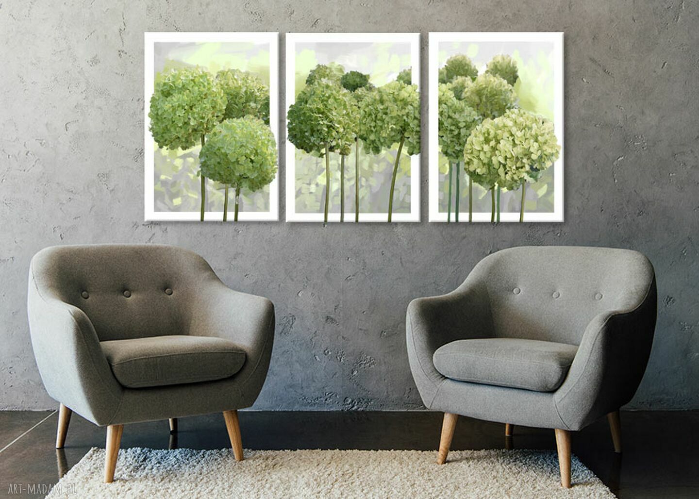 Obraz drukowany na płótnie Hortensje - tryptyk 3 części 150x70 cm