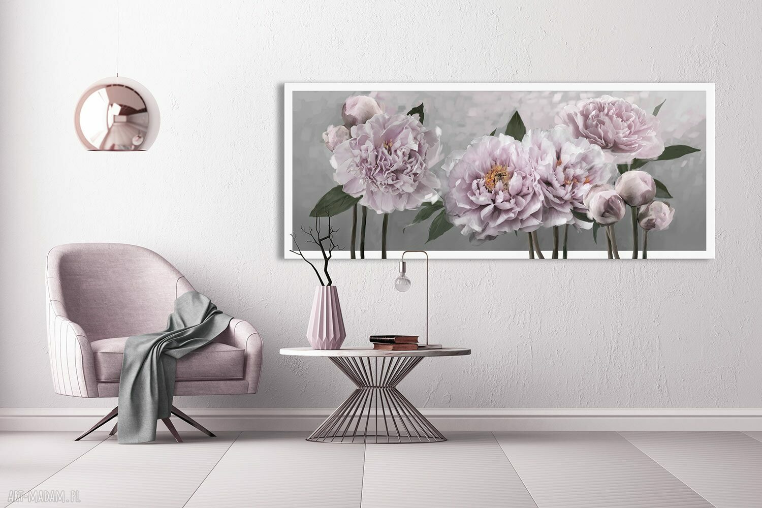 Obraz drukowany na płótnie Kwiaty piwonii 147 x 60 x 2 cm