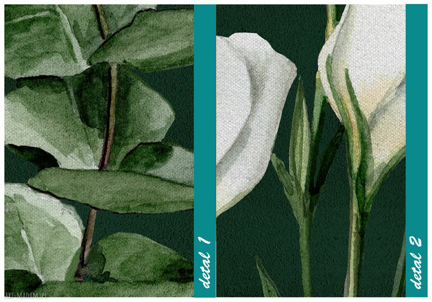Tryptyk Akwarelowe Roślinki na Płótnie 150x70 cm - 3 części 50x70