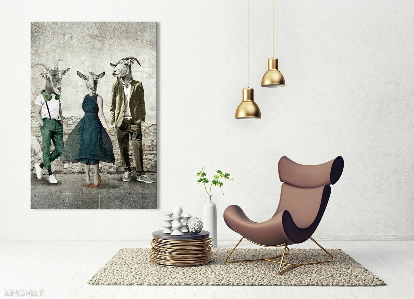 Kozy w ubraniach w stylu vintage na płótnie 80x120 - gotowy do powieszenia