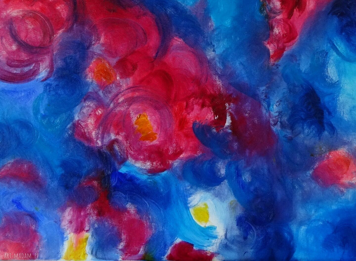 Duży obraz olejny na płótnie: abstrakcja kolor i światło 100x70 cm