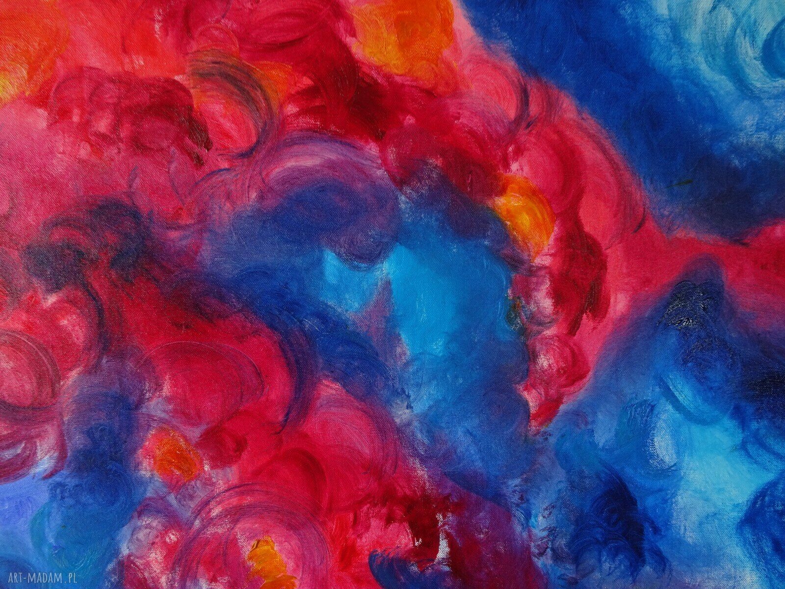 Duży obraz olejny na płótnie w ekspresjonizmie abstrakcja kolor i światło 100 x 70 cm