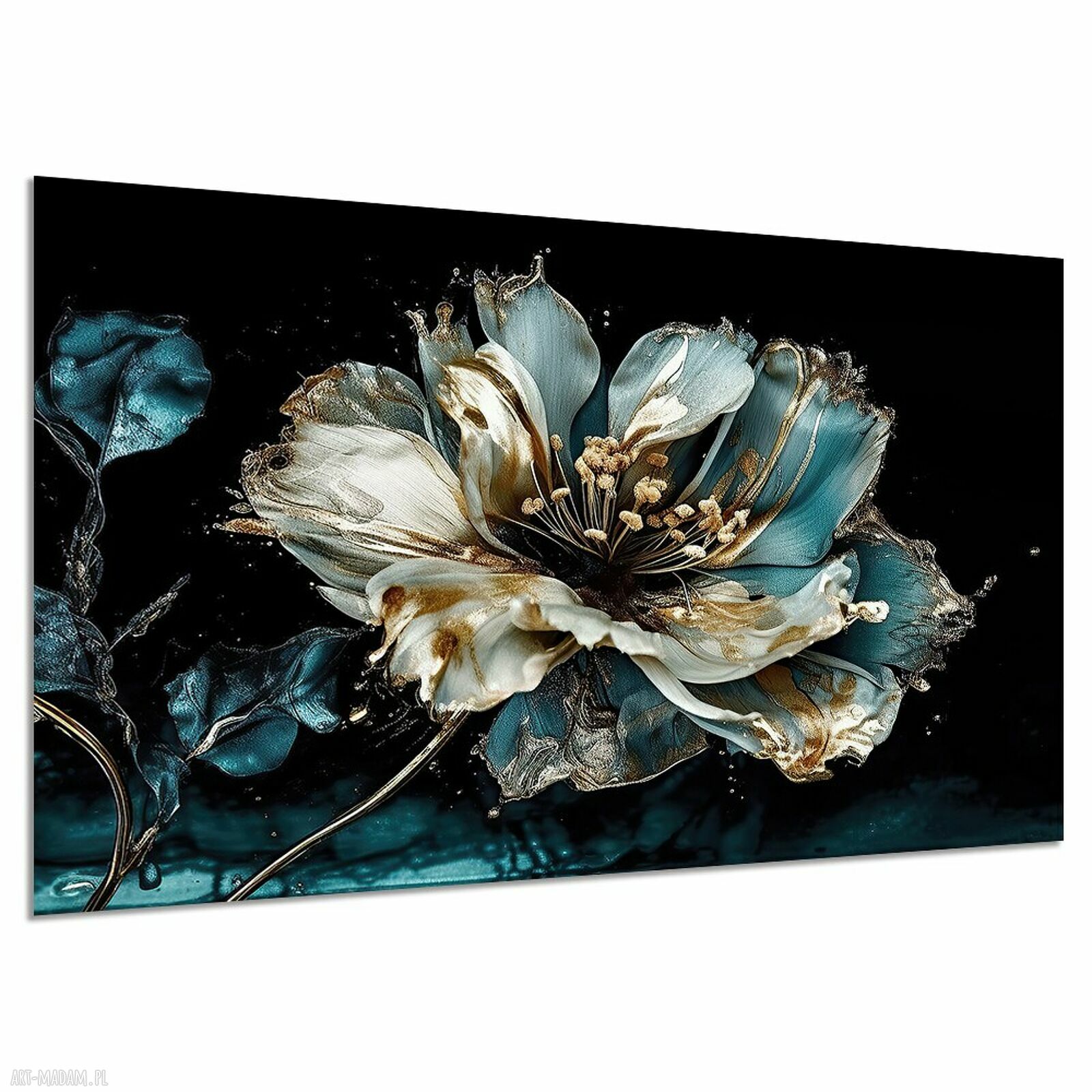 Obraz flower 1 BLACK 120x80 - nowoczesna elegancja premium do salonu i przedpokoju