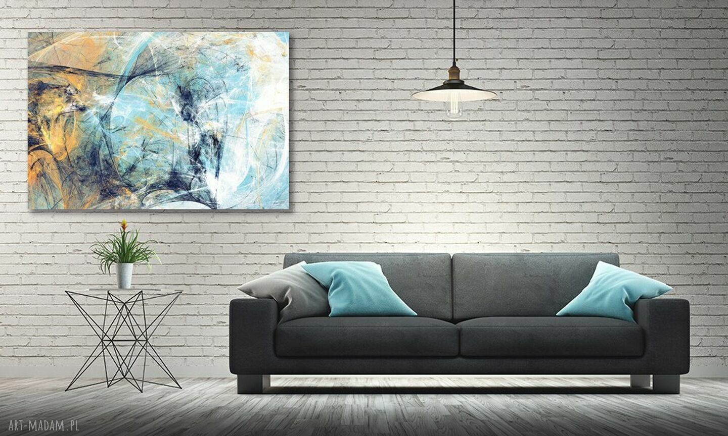 Obraz abstrakcyjny turkus i złoto 120x80 cm na płótnie