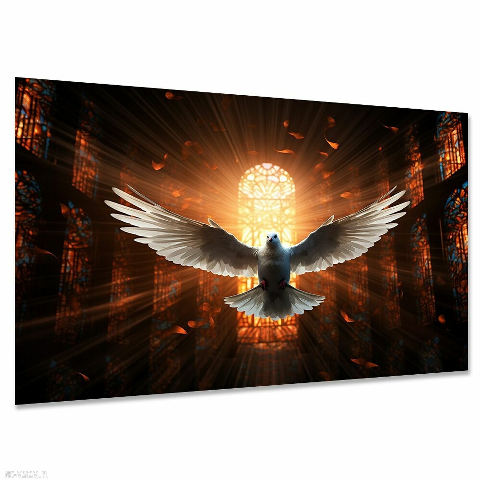 Obraz z gołębiem na płótnie 120x80 cm - religijna dekoracja ścienna