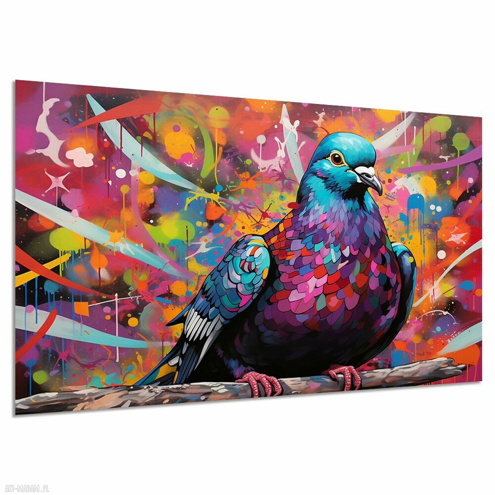 Obraz Gołąb 4 - kolorowa abstrakcja na płótnie 120x80 cm