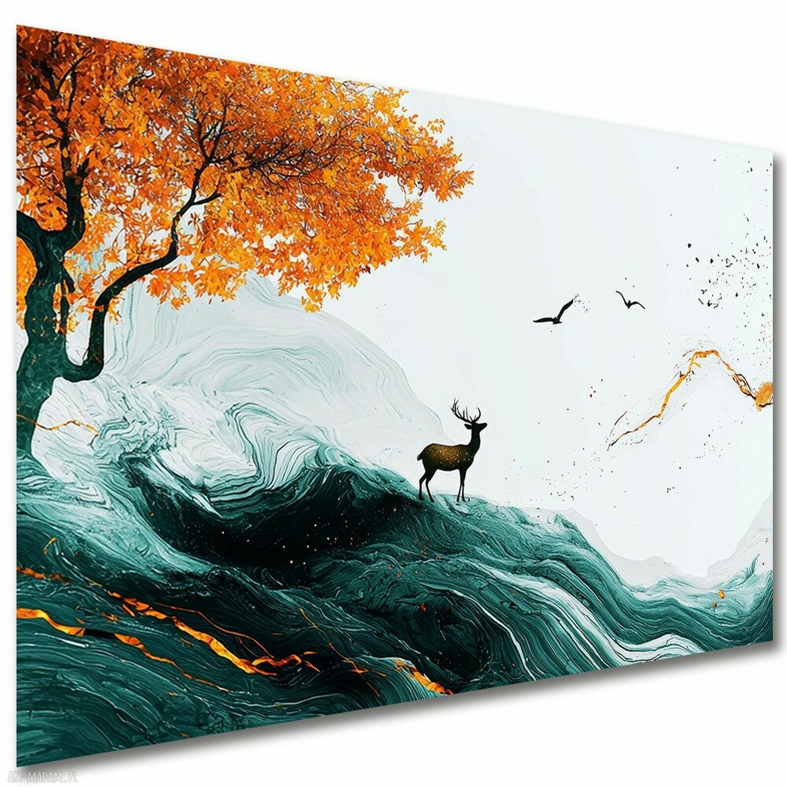 Obraz Jeleń na płótnie 120x80 cm - jesienny krajobraz