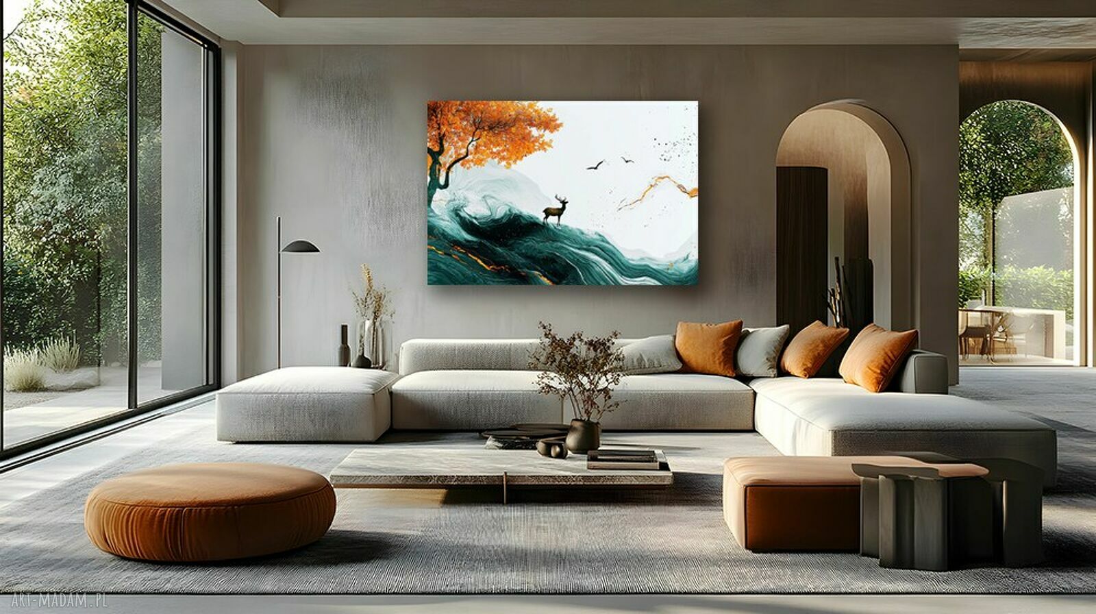 Obraz Jeleń na płótnie 120x80 cm - jesienny krajobraz