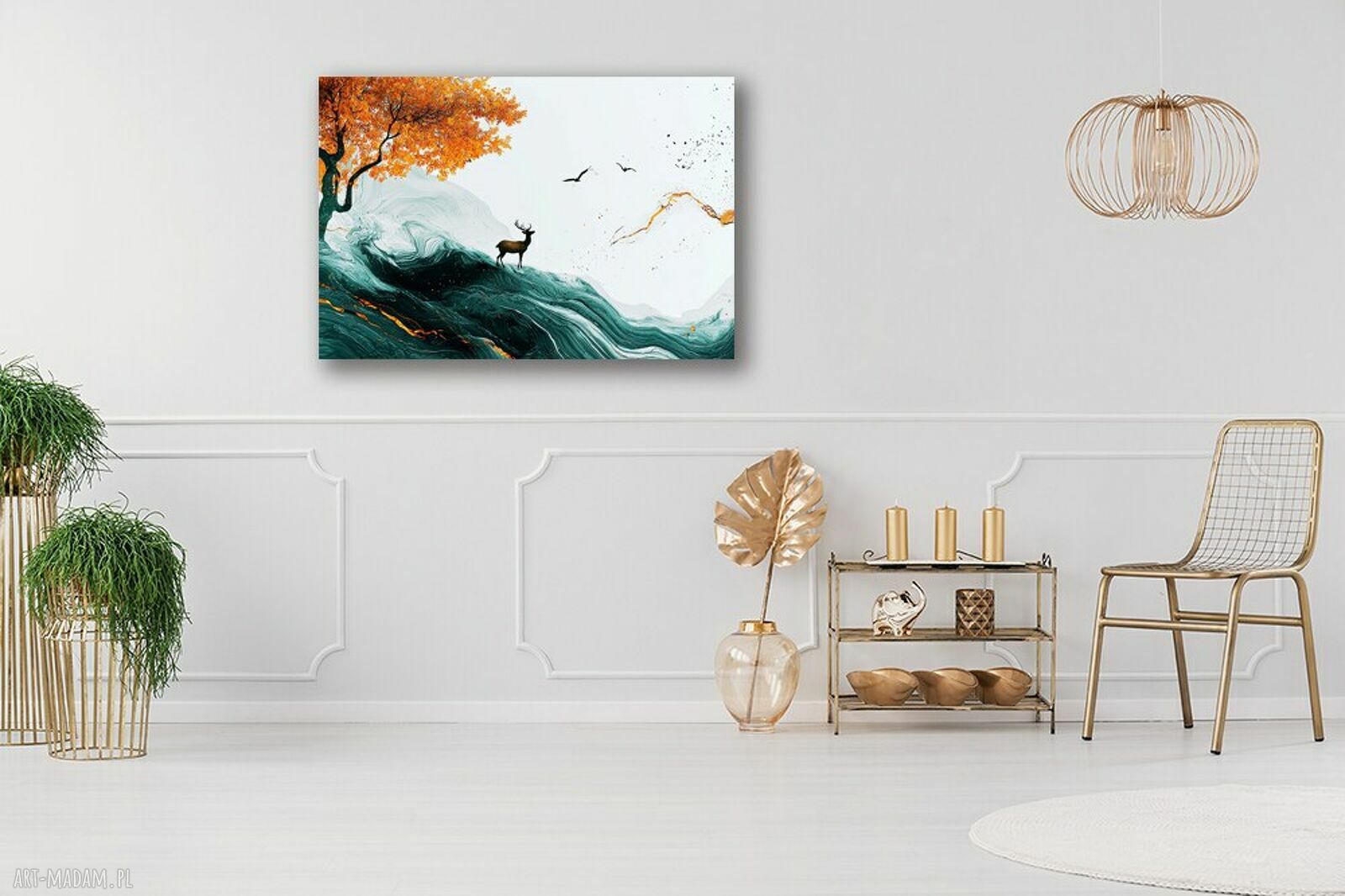 Obraz Jeleń na płótnie 120x80 cm - jesienny krajobraz