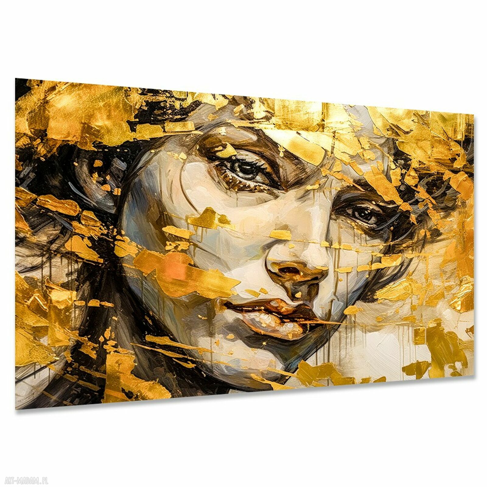 Obraz KOBIETA 47 w złocie glamour - luksusowa dekoracja ścienna 120x80 cm
