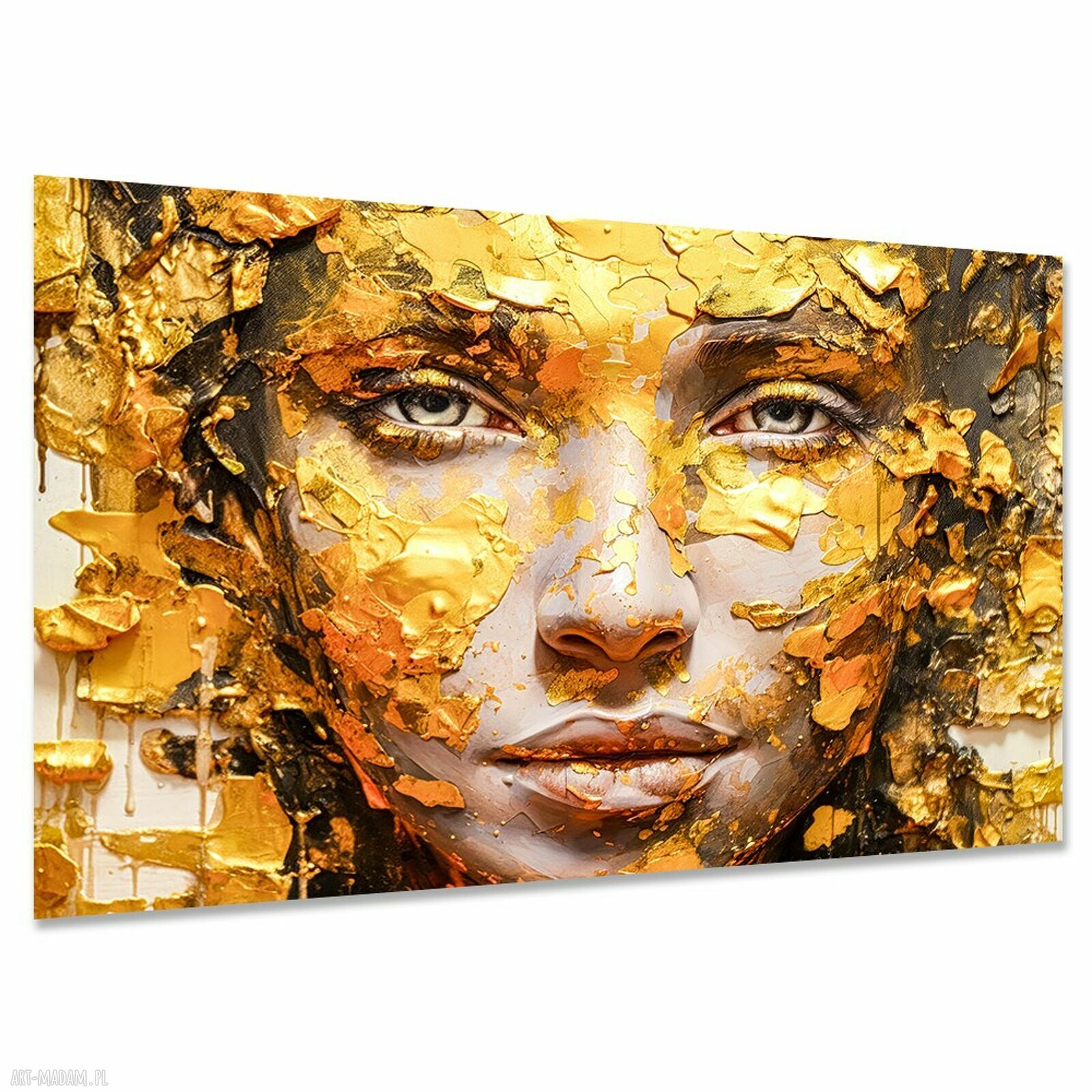 Obraz KOBIETA 48 na płótnie - złota twarz w stylu glamour 120x80 cm
