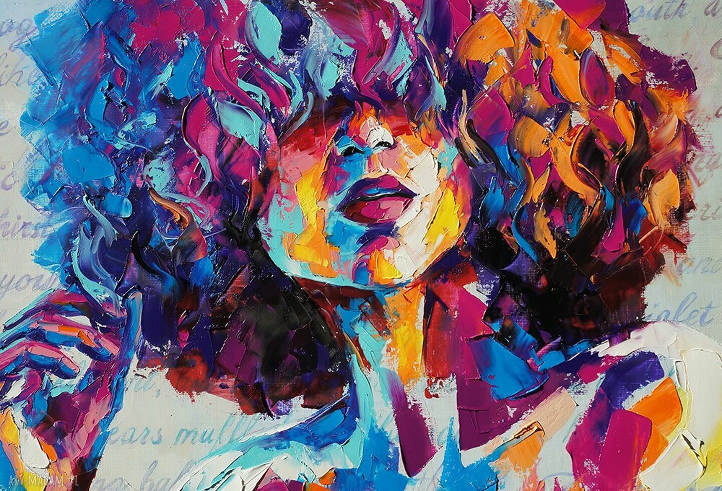 Obraz KOBIETA 10 - abstrakcja z kolorową twarzą na płótnie 120x80 cm