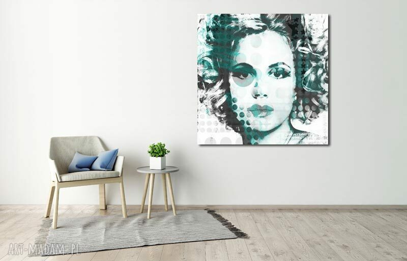 Obraz KOBIETA 17 - turkusowy design 80x80 cm na płótnie Canvas