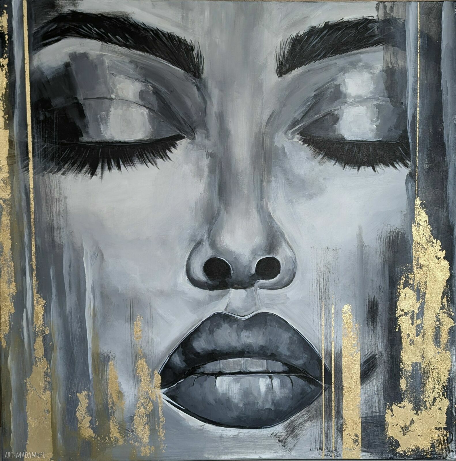 Obraz Kobieta 100x100 cm - ręcznie malowany obraz abstrakcyjny