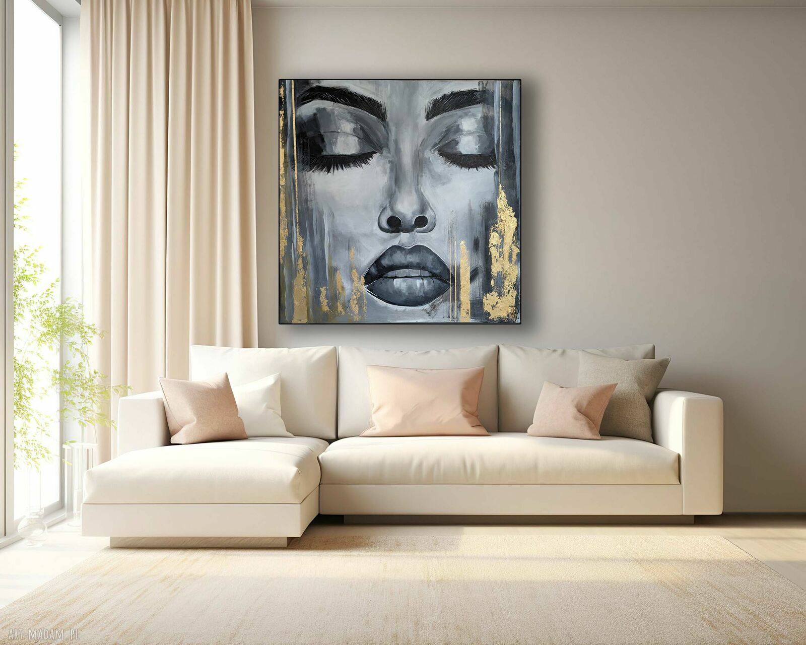 Obraz Kobieta 100x100 cm - ręcznie malowany obraz abstrakcyjny