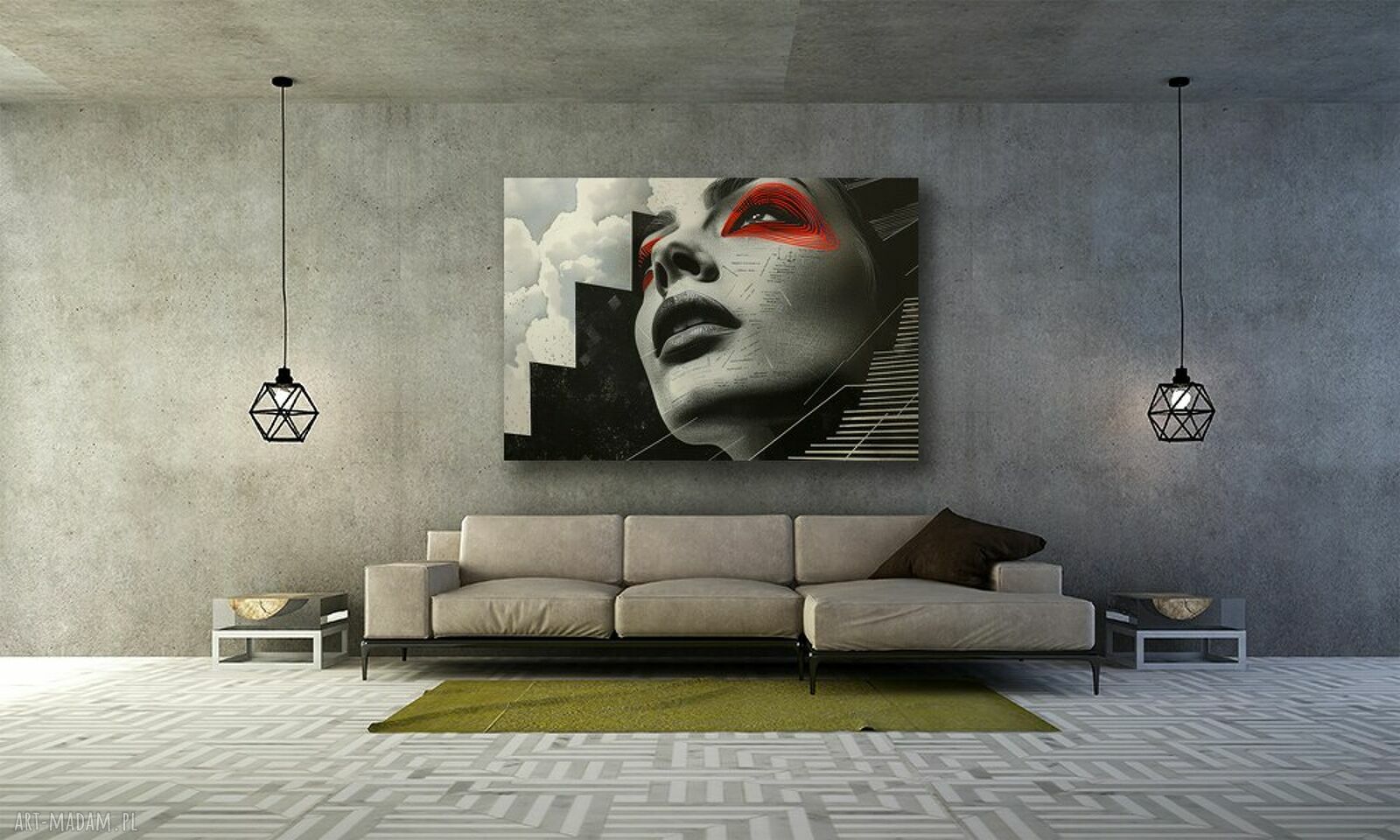 Obraz z kobietą glamour retro art deco 120x80 cm